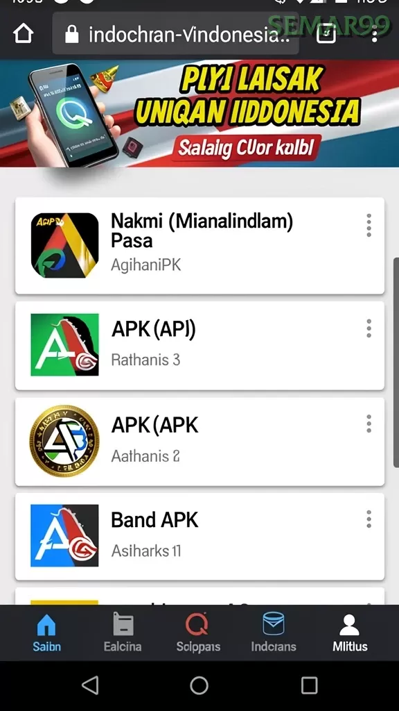 Cuplikan layar FATCAI99 — menu navigasi